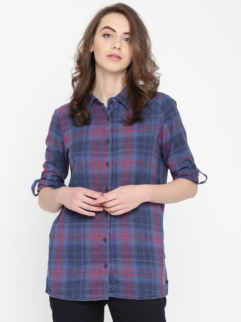 

U.S. Polo Assn. Women Women Blue & Red Checked Casual Shirt