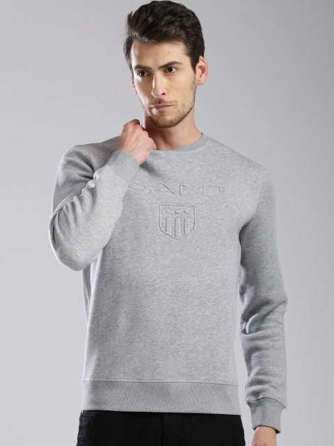 

GANT Men Grey Melange Self Design Sweatshirt