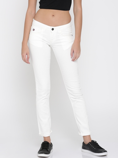 

U.S. Polo Assn. Women White Skinny Fit Low-Rise Clean Look Stretchable Jeans