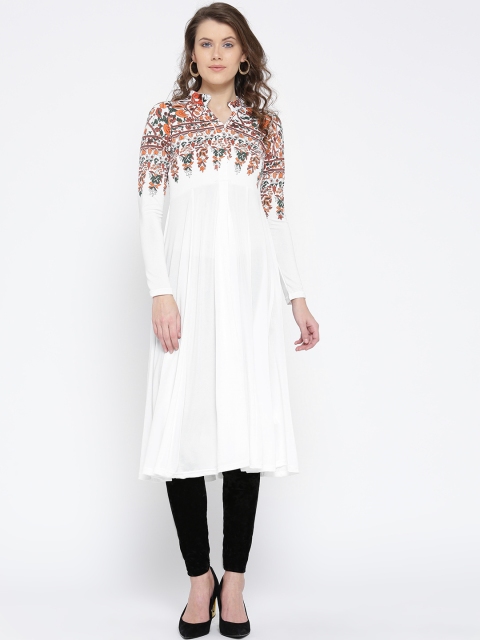 

Ira Soleil Women White Yoke Design Anarkali Kurta