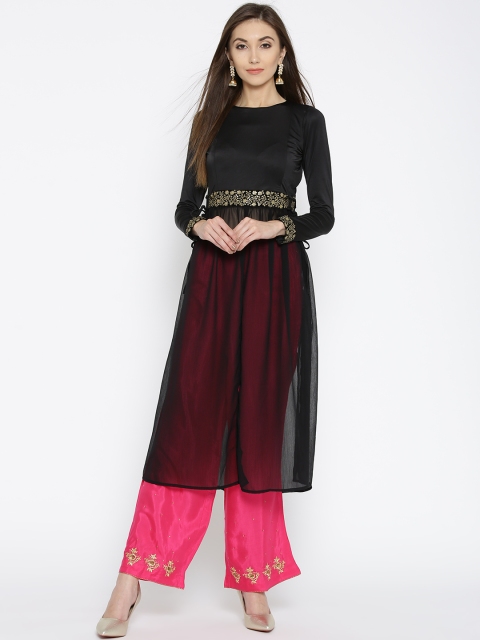 

Ira Soleil Women Black Solid Straight Kurta