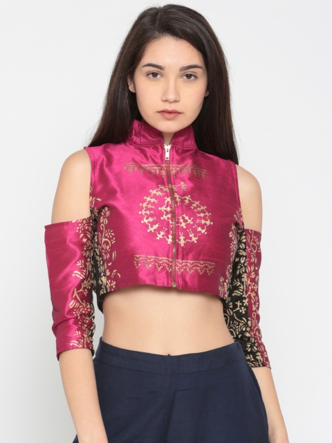 

Ira Soleil Women Pink Printed Crop Top