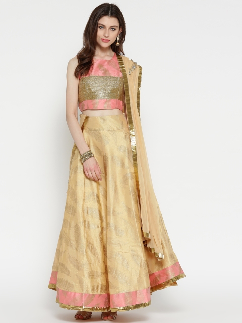 

Ira Soleil Beige & Peach-Coloured Printed Ready to Wear Lehenga & Blouse with Dupatta