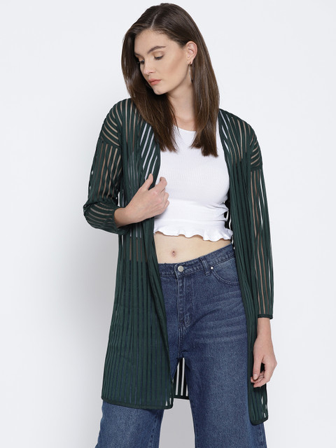 

Vero Moda Green Striped Open Front Shrug