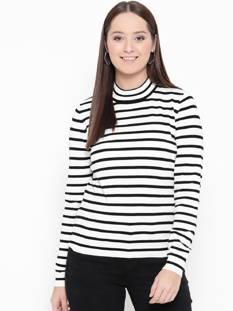 

Vero Moda Women White & Black Striped Top