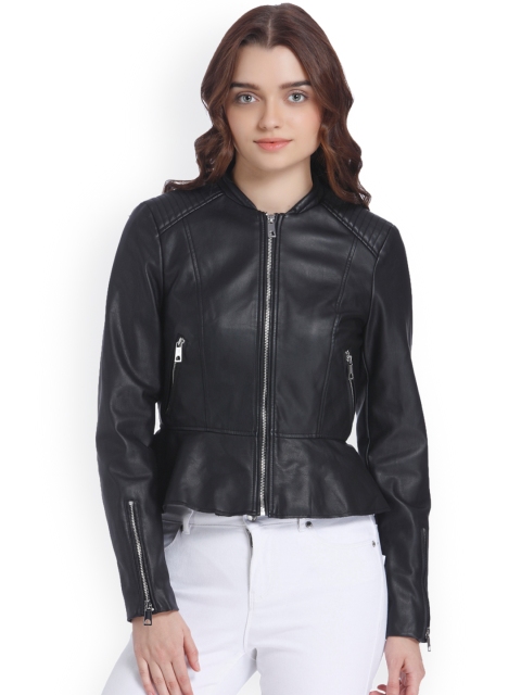 

Vero Moda Women Black Solid Biker Jacket