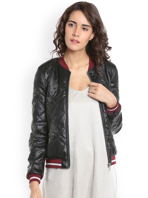 

Vero Moda Women Black Self-Design Quilted Jacket