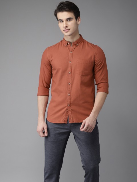 

Flying Machine Men Rust Orange Smart Fit Solid Casual Shirt
