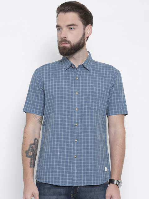 

Flying Machine Men Blue Smart Regular Fit Checked Casual Shirt