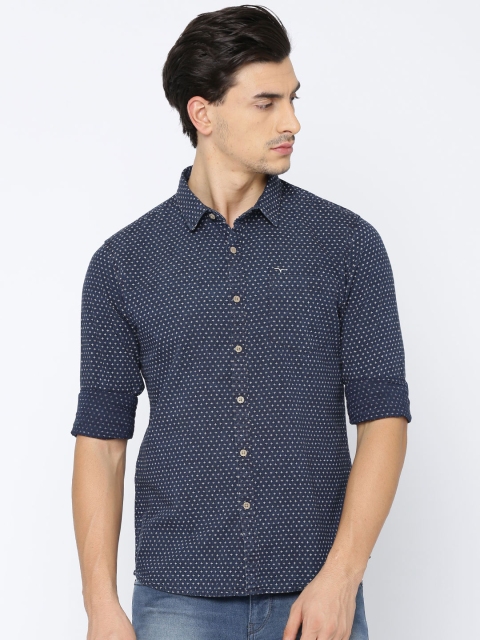 

Flying Machine Men Navy Blue Smart Fit Printed Casual Shirt