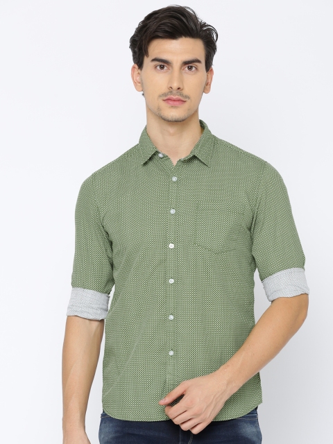 

Flying Machine Men Green Smart Regular Fit Printed Casual Shirt