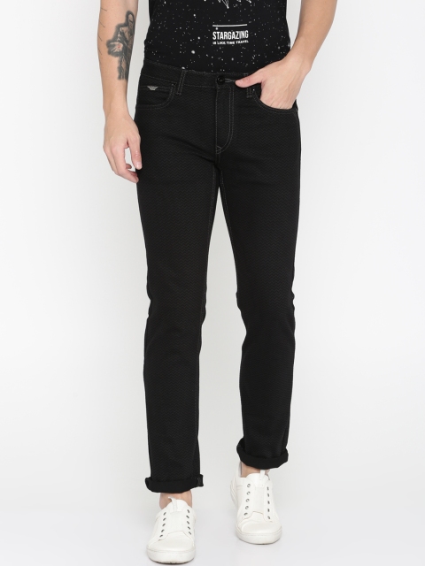 

Flying Machine Men Black Printed Slim Fit Mid-Rise Clean Look Stretchable Jeans