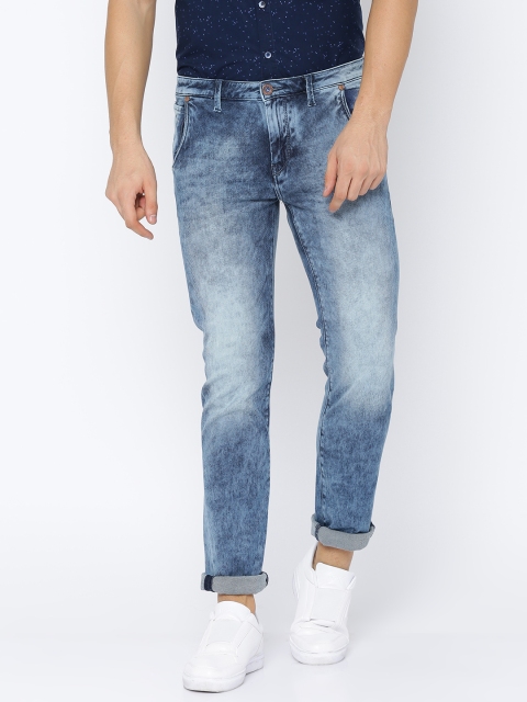 

Flying Machine Men Blue Tapered Fit Mid-Rise Clean Look Stretchable Jeans