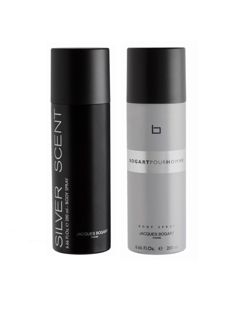 

JACQUES BOGART Men Silver Scent + Pour Homme Body Sprays, Black