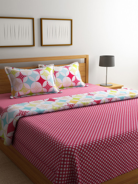 

STELLAR HOME Multicoloured Printed 2 Bedsheets & 1 Comforter Bedding Set, Multi