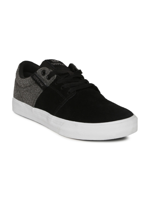 

Supra Men Black & Charcoal Grey Colourblocked STACKS VULC II Suede Sneakers