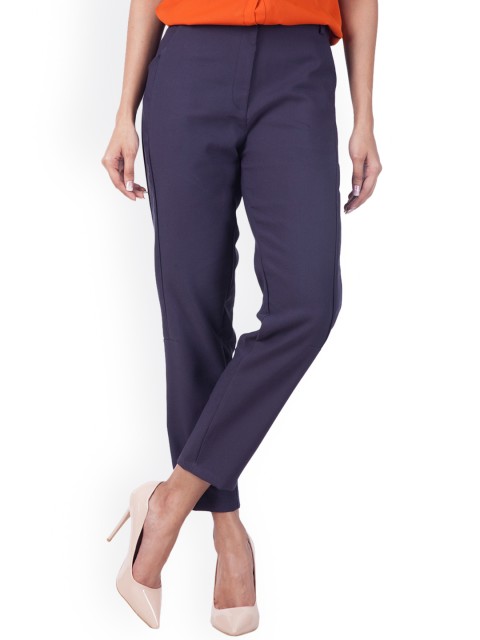 

Zink London Women Blue Slim Fit Solid Regular Trousers