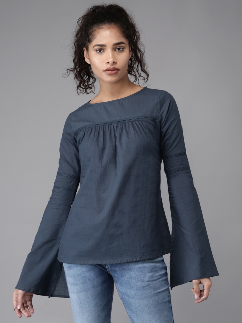 

HERE&NOW Women Blue Solid Top