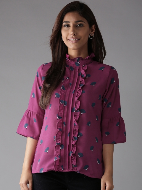 

HERE&NOW Women Magenta Floral Print Top