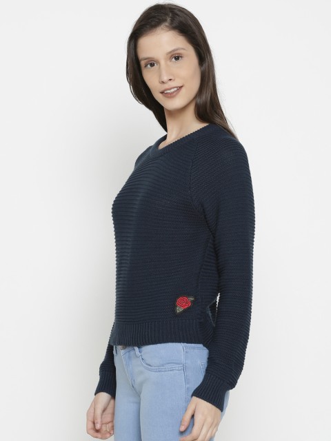 

Pepe Jeans Women Navy Blue Solid Pullover Sweater