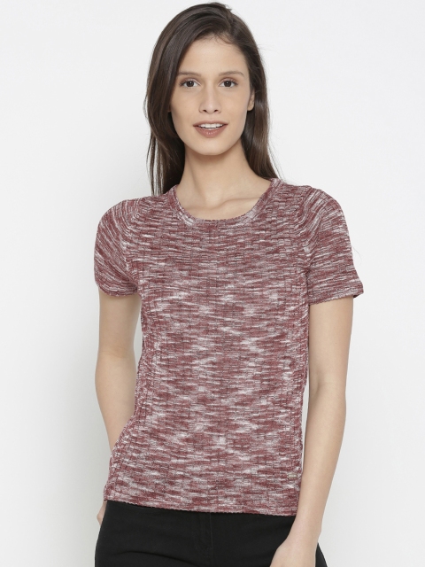 

Pepe Jeans Women Red Striped Round Neck T-shirt