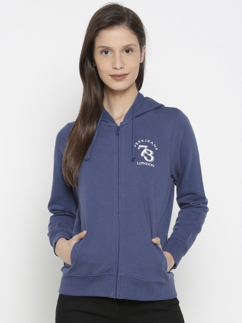 

Pepe Jeans Women Blue Solid Hooded Sweatshirt