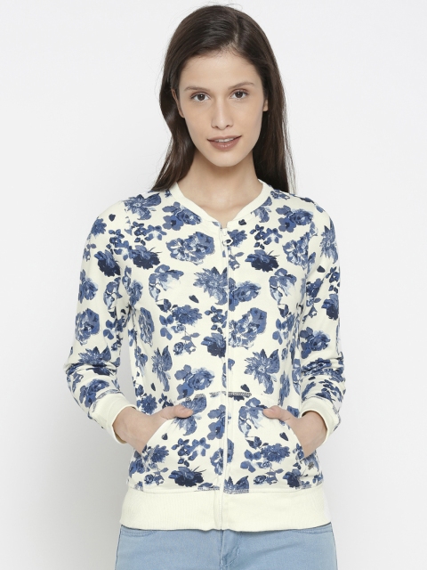 

Pepe Jeans Women Off-White & Blue Printed Sweatshirt