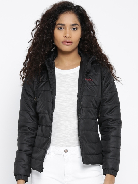 

Pepe Jeans Women Black Solid Hooded Quilted Jacket
