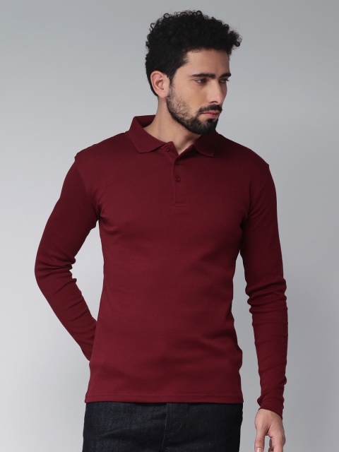 

Blue Saint Men Maroon Solid Polo Collar T-shirt