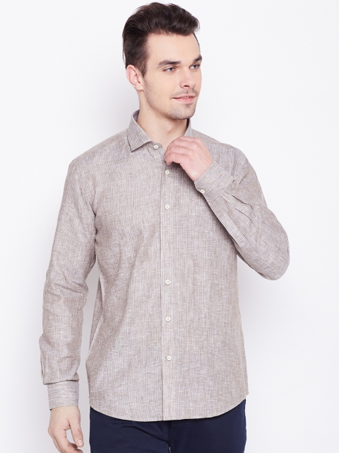 

Louis Park Men Brown Regular Fit Striped Casual Shirt