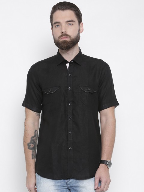 

Louis Park Men Black Tailored Fit Solid Casual Shirt