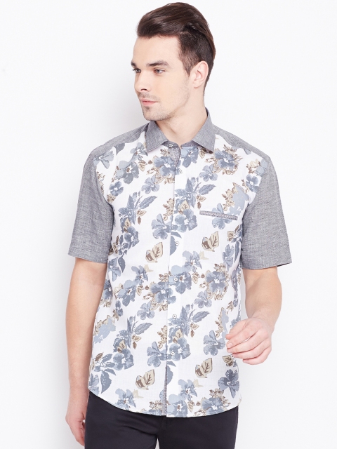

Louis Park Men White & Grey Regular Fit Printed Casual Shirt