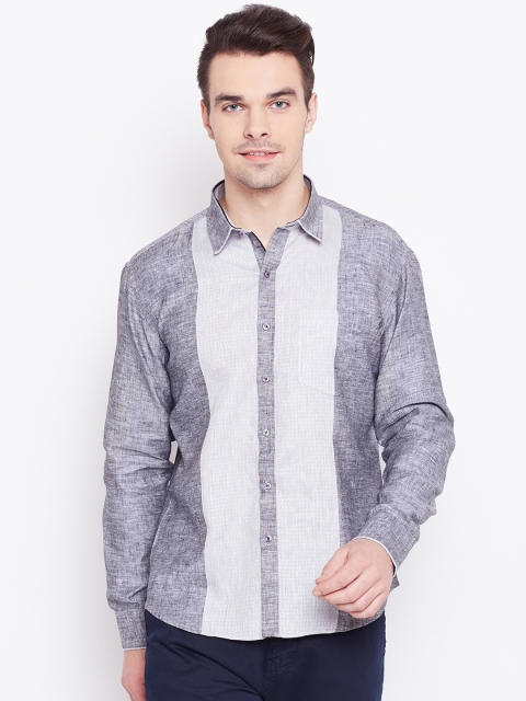 

Louis Park Men Grey Regular Fit Self Design Casual Shirt