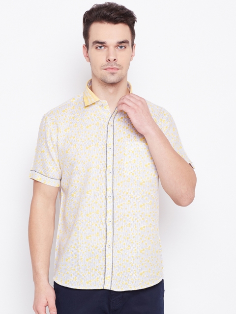 

Louis Park Men Beige & Yellow Regular Fit Linen Printed Casual Shirt