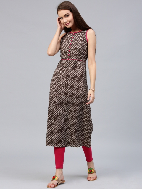 

Jaipur Kurti Women Brown Printed A-Line Kurta