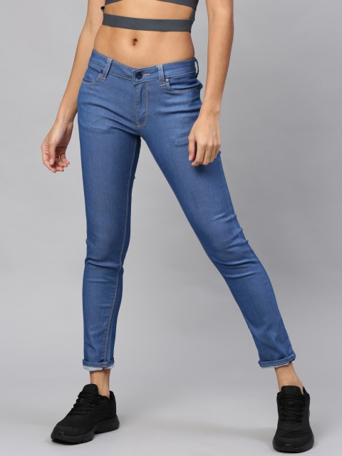 

HRX by Hrithik Roshan Women Blue Skinny Fit Mid-Rise Clean Look Stretchable Jeans