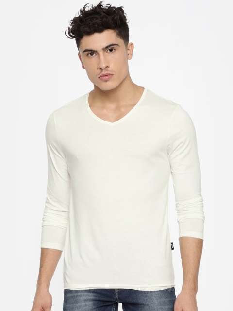 

Jack & Jones Men White Solid V-Neck T-shirt