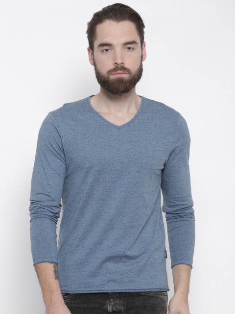 

Jack & Jones Men Blue Solid V-Neck T-shirt