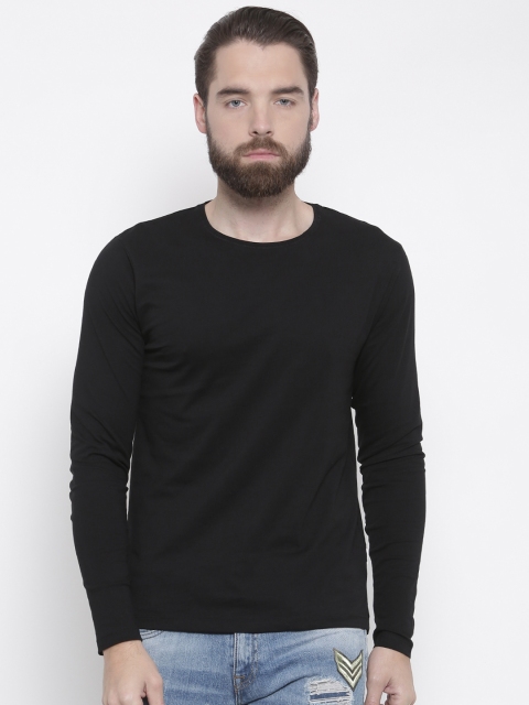 

Jack Jones Men Black Solid Round Neck Pure Cotton T-shirt