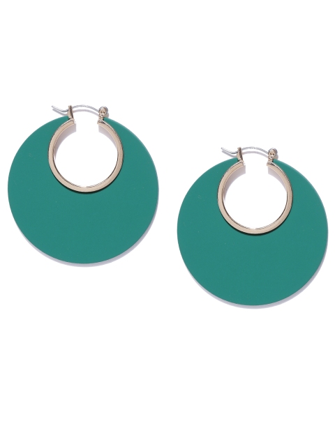 

Tipsyfly Green & Gold-Toned Circular Hoop Earrings