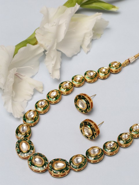 

PANASH Gold-Toned Stone-Studded Statement Jewellery Set