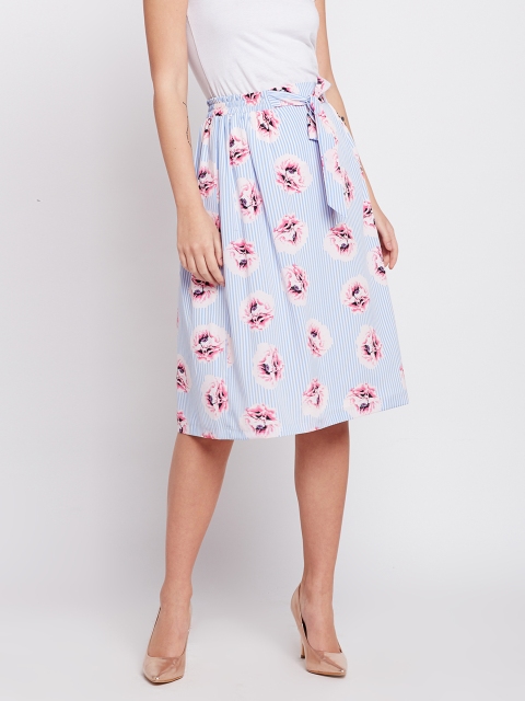 

Marie Claire White & Blue Striped A-Line Skirt