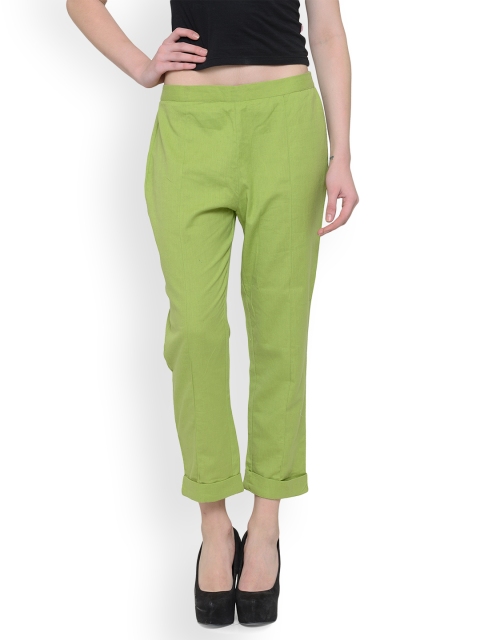

Laabha Women Green Regular Fit Solid Formal Trousers