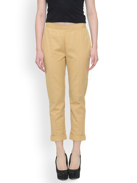 

Laabha Women Beige Regular Fit Solid Formal Trousers