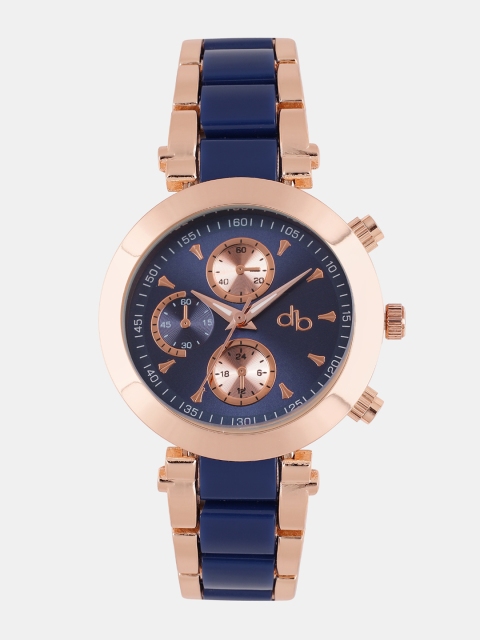 

DressBerry Women Navy & Rose Gold Analogue Watch, Navy blue