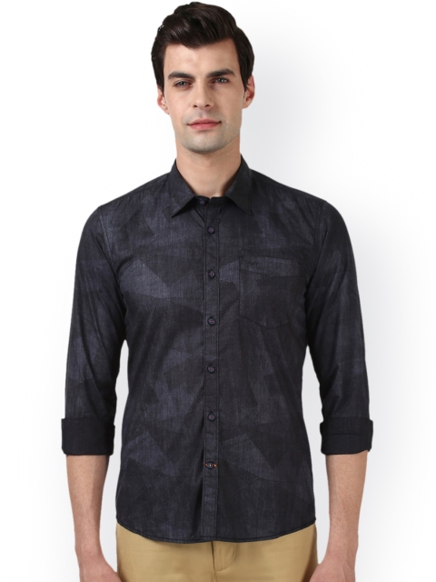 

ColorPlus Men Black & Grey Regular Fit Printed Casual Shirt