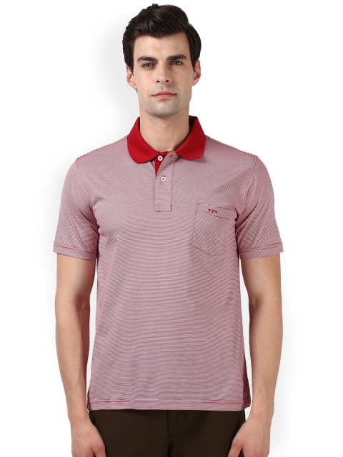 

ColorPlus Men Red Striped Polo Collar T-shirt