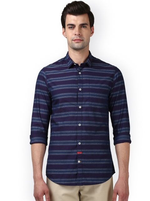 

ColorPlus Men Blue Regular Fit Striped Casual Shirt
