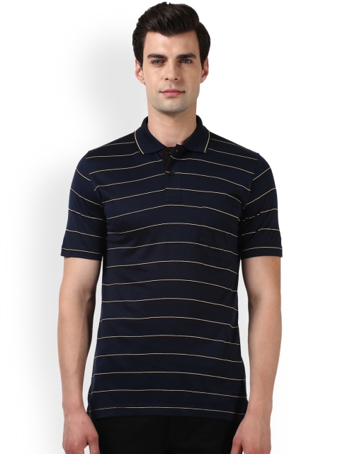 

ColorPlus Men Navy Blue Striped Polo Collar T-shirt