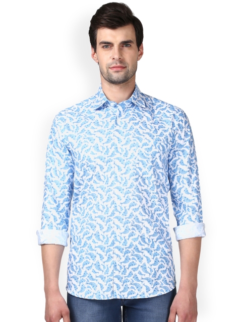 

ColorPlus Men Blue & White Tailored Fit Printed Casual Shirt